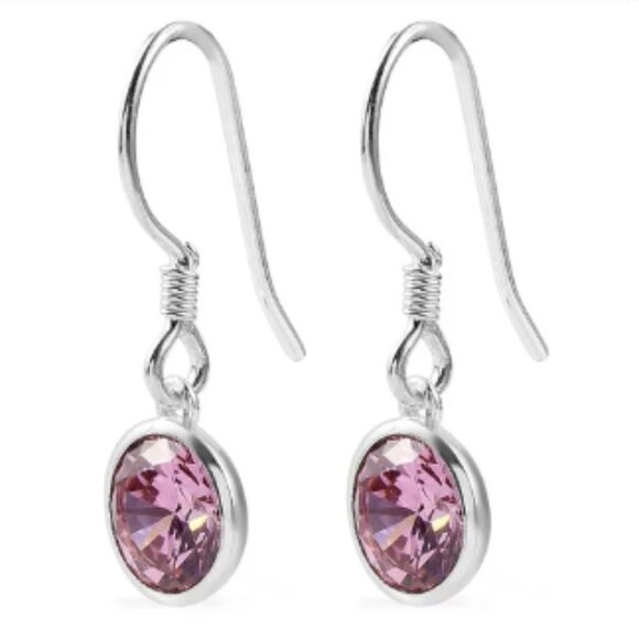 🆕️Simulated Pink Sapphire Dangle Earrings in Sterling Silver 2.00 ctw - Picture 2 of 2